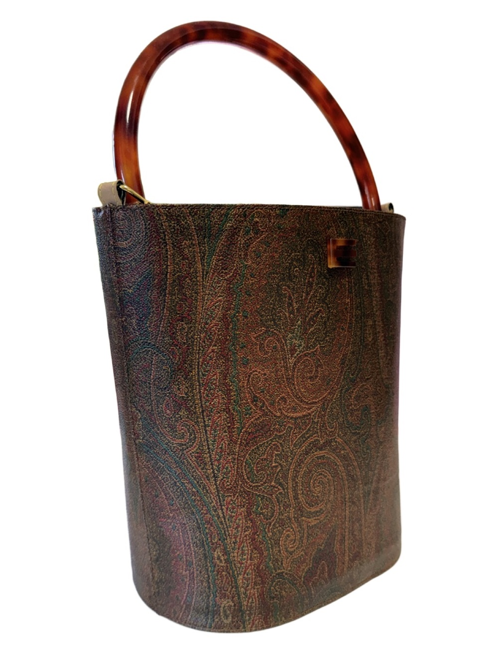 Etro Milano Paisley Bucket Tote with Tortoise Lucite Handles - Picture 3 of 16